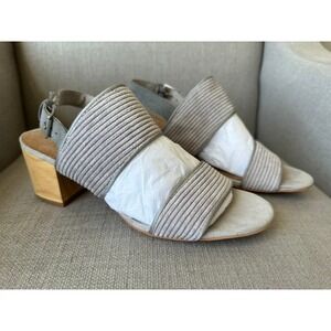 Toms Poppy Sandals Cement Grey Corduroy Block Heel Women's 7.5 EUC